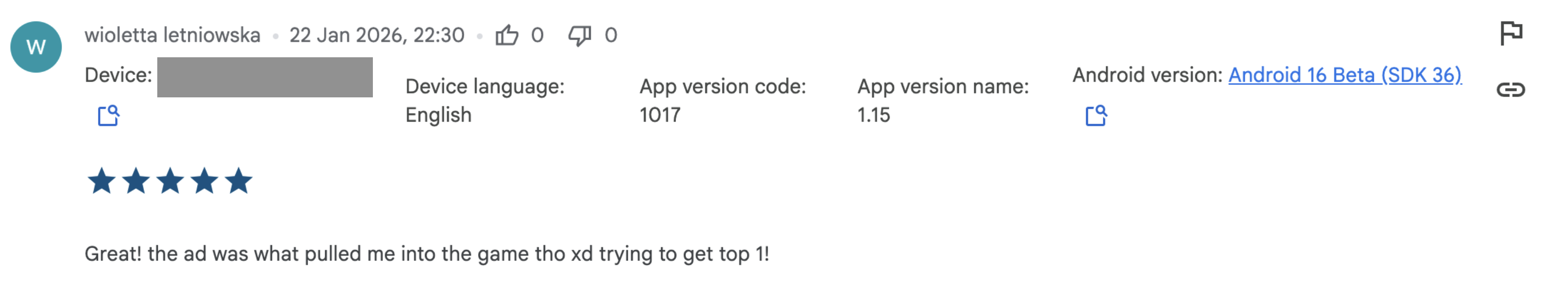 YouTube comments from viewers downloading Tap Tap Goose